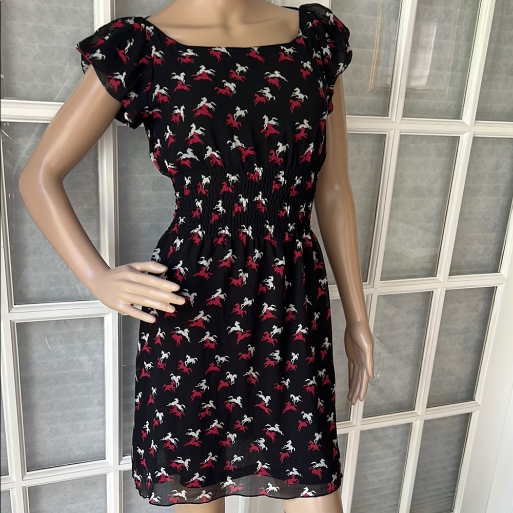 Pussycat London Black and Pink Ruched Mini Sundress